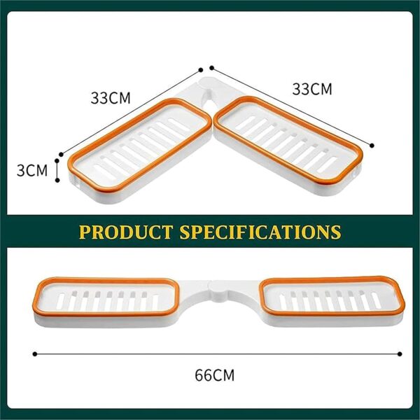 JIALTO 1 Pcs Bathroom Accessories Adhesive Wall Shelves Foldable Corner Shelf, Bathroom Shelf for Wall Mounted Soap Holder for Bathroom Organiser - Orange