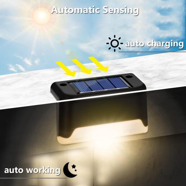 Outdoor Solar Deck Lights, Floor Step Lights, and Waterproof LED Lights for Patios, Yards, Porches, Balconies, Fence and Garden Stairs LED (Black, Pack-16)