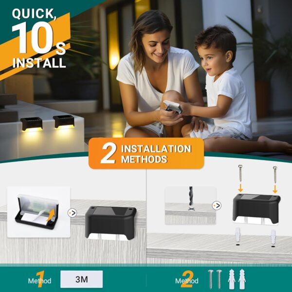 Outdoor Solar Deck Lights, Floor Step Lights, and Waterproof LED Lights for Patios, Yards, Porches, Balconies, Fence and Garden Stairs LED (Black, Pack-16)