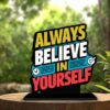 Wooden Idols and Figurins Always Believe in Yourself Motivational Quote Table Decor for Office Desk, Study Table, Living Room, Home Decor Item, Wood Showpieces Decorative Gift - P0029