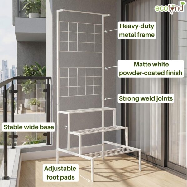 1775347687_ecofynd-Bloom-Plant-Stands-for-Outdoor-Balcony-Flower-Pot-Stand-for-Indoor-Plants-Large-Metal-Planter-Stand-for-Living-Room-home-decor-Indoor-Outdoor-plants-4-Tier-White.jpg ecofynd Bloom Plant Stands for Outdoor Balcony, Flower Pot Stand for Indoor Plants, Large Metal Planter Stand for Living Room, home decor, Indoor & Outdoor plants, 4 Tier, (White)