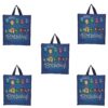 DOUBLE R BAGS Reusable Multi-Purpose Shopping Bags with Handles for DOUBLE R BAGS Reusable Multi-Purpose Shopping Bags with Handles for Grocery, Vegetables & Kitchen Essentials | Tote Bag (Pack of 5, Birthday Print, Blue, 35.6X35.6X12.7 cm, 1 Compartment)