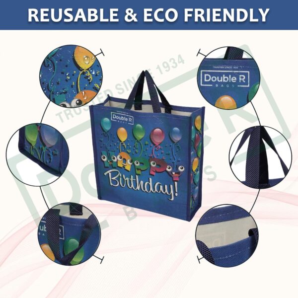 1775355258_DOUBLE-R-BAGS-Reusable-Multi-Purpose-Shopping-Bags-with-Handles-for-Grocery-Vegetables-Kitchen-Essentials-Tote-Bag-Pack-of-5-Birthday-Print-Blue-35.6X35.6X12.7-cm-1-Compartment.jpg DOUBLE R BAGS Reusable Multi-Purpose Shopping Bags with Handles for Grocery, Vegetables & Kitchen Essentials | Tote Bag (Pack of 5, Birthday Print, Blue, 35.6X35.6X12.7 cm, 1 Compartment)