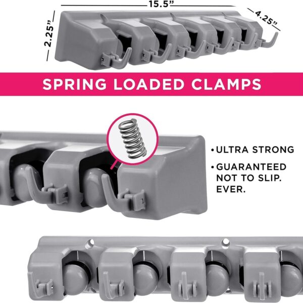 1775359175_Broom-Holder-Wall-Mounted-Mop-Holder-for-Wall-Broom-Stick-Holder-Mounted-Stand-Storage-Broomstick-Brush-Mount-Organizer-with-Hanger-Hooks-5-Slot-6-Hooks-Grey-Polypropylene.jpg Broom Holder Wall Mounted, Mop Holder for Wall, Broom Stick Holder Mounted Stand, Storage Broomstick Brush Mount Organizer with Hanger Hooks (5 Slot 6 Hooks)- Grey, Polypropylene