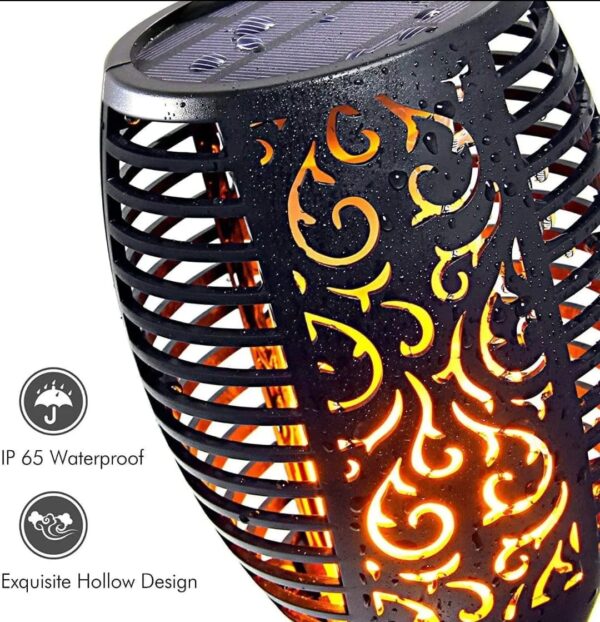 Solar Mashal Light Outdoor Waterproof | Dancing Flame Fire Torch 12 LED | Auto On/Off Dusk to Dawn | Solar Garden Lights for Lawn, Pathway, Balcony & Landscape | Warm Yellow | Large Pack of 2