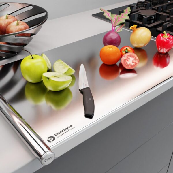 Darkpyro Large Countertop Stainless Steel Chopping Board for Kitchen,Fruit and Vegetable Cutting & Chopping Board (Pack of 1)