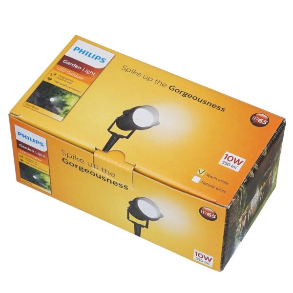 PHILIPS 10W Garden Spike Light | IP65 Water Resistant and Adjustable Garden Spike Light for Home Decoration | Warm White, Pack of 1