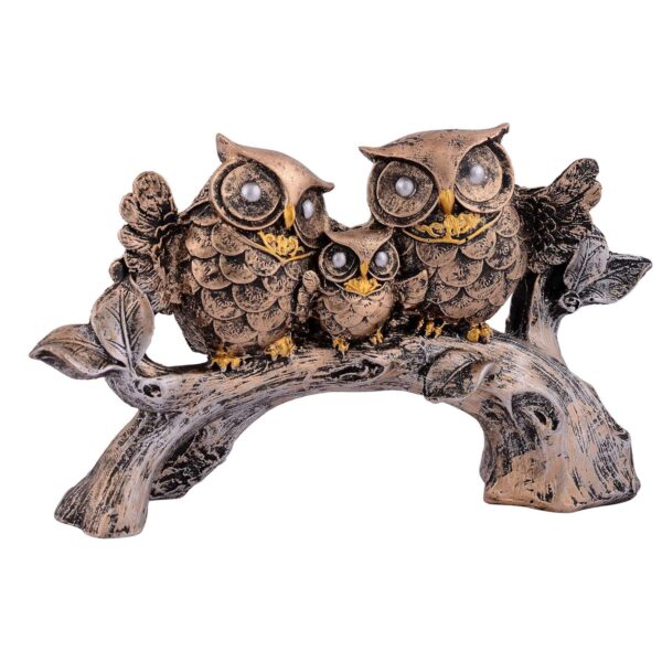 SAI TEERTH Textiles Owl Family Sitting on Tree Decorative Bird Showpieces Statue for Home Decor Living Room Bedroom Wall Shelf Table Top Garden Decoration Items -4