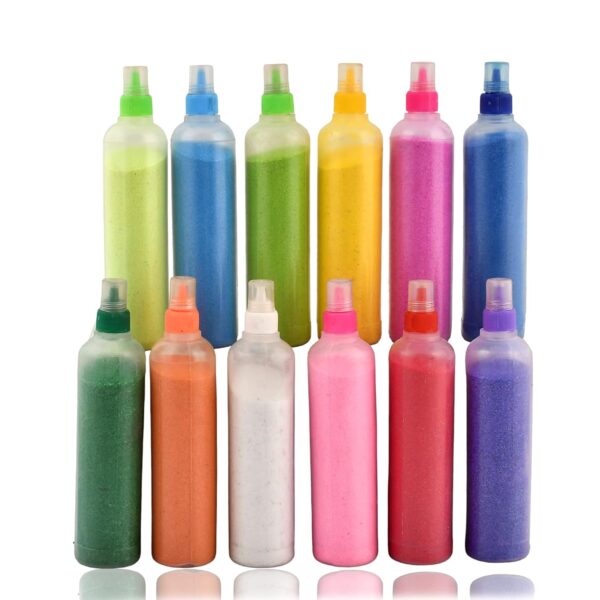 CraftVatika 12 Rangoli Kolam Colour Powder Tube Kit, Diwali Decoration Items Bottles Tool Floor Art Rang for Home Navratri Pongal Pooja Mandir Decor (Pack of 12) (1 Box- 12 Bottle)