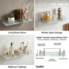 Evolite® Premium Tempered Glass Corner and Rectangle Shelf for |Bathroom | Living Room | Bedroom | Kitchen Shelves Racks & wall Mount All Accessories (ETGS-C5x18 Pack of 1)