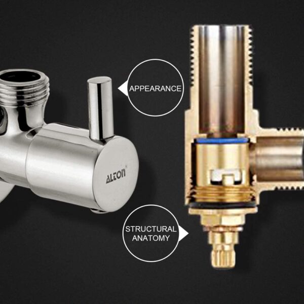 ALTON ALT2025, Brass Angle Valve With Wall Flange, Chrome (4-Piece Set)