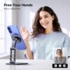 UGREEN Magnetic Phone Stand for Desk, Adjustable Aluminum MagSafe Holder, Compatible with iPhone 17 Pro Max 16 15 14 13 12 Series, with MagSafe Metal Ring
