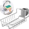 FLEEXA Kitchen Sink Sponge Holder – Over Faucet Stainless Steel Caddy for Soap, Brushes & Scrubbers – No Suction or Drilling Needed
