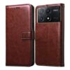 Amazon Brand - Solimo Flip Leather Mobile Cover (Soft, Flexible Amazon Brand - Solimo Flip Leather Mobile Cover (Soft, Flexible & Kickstand Back case) Compatible for Poco X6 Pro 5G / Mi Redmi K70E 5G (Brown)