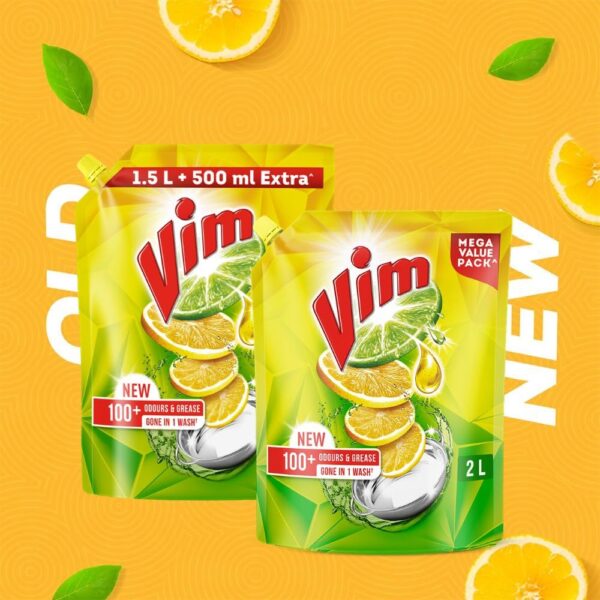Vim Fresh Lemon Fragrance Dishwash Liquid Gel 2L Refill Pack|| Leaves No Residue|| Grease Cleaner For Utensils - Liquid Kitchen Soap Super Saver Offer