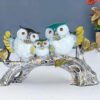 SAI TEERTH Textiles Owl Family Sitting on Tree Decorative Bird Showpieces Statue for Home Decor Living Room Bedroom Wall Shelf Table Top Garden Decoration Items -5