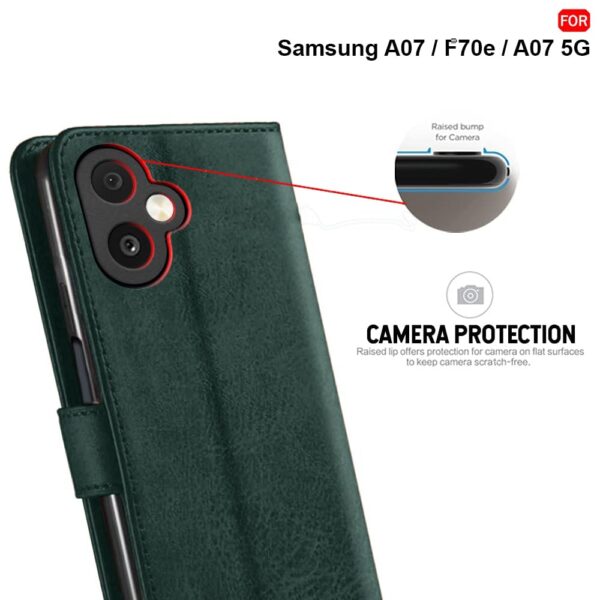 1775418487_TheGiftKart-Flip-Cover-Back-Case-for-Samsung-Galaxy-M17e-5G-A07-F70e-A07-5G-Genuine-Leather-Finish-Designer-Button-Inbuilt-Pockets-Stand-Flip-Back-Cover-Case-Faux-Leather-Green.jpg TheGiftKart Flip Cover Back Case for Samsung Galaxy M17e 5G / A07 / F70e / A07 5G | Genuine Leather Finish | Designer Button | Inbuilt Pockets & Stand | Flip Back Cover Case (Faux Leather, Green)