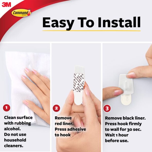 1775418761_3M-Command-Micro-Wall-Hooks-Holds-225gms-No-paint-Damage-Holds-Strongly-Reusable-Adhesive-hooks-for-wall-Multi-surface-White-3-hooks-4-strips.jpg 3M Command Micro Wall Hooks, Holds 225gms, No paint Damage, Holds Strongly, Reusable, Adhesive hooks for wall, Multi-surface (White, 3 hooks, 4 strips)
