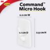 1775418779_3M-Command-Micro-Wall-Hooks-Holds-225gms-No-paint-Damage-Holds-Strongly-Reusable-Adhesive-hooks-for-wall-Multi-surface-White-3-hooks-4-strips.jpg 3M Command Micro Wall Hooks, Holds 225gms, No paint Damage, Holds Strongly, Reusable, Adhesive hooks for wall, Multi-surface (White, 3 hooks, 4 strips)