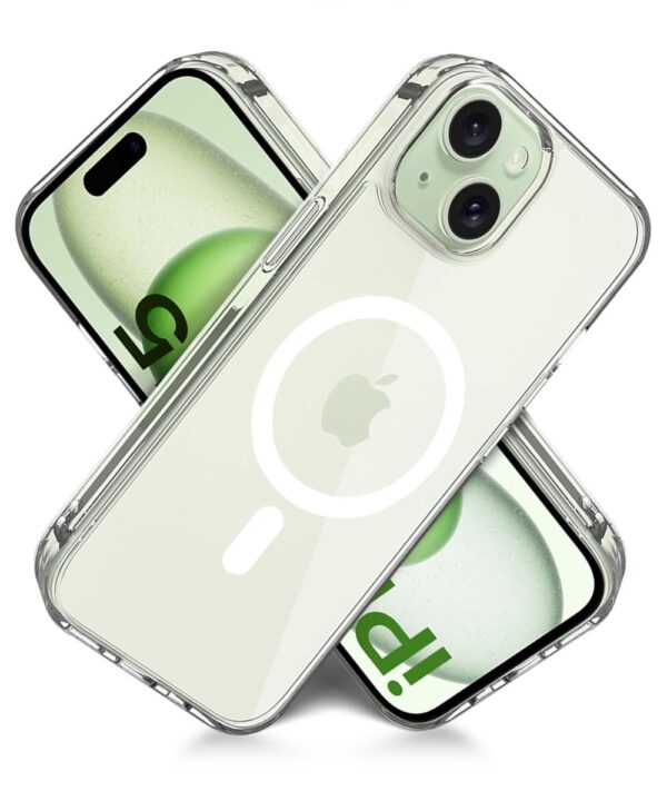 WOW IMAGINE Ultra-Hybrid Back Case Cover for iPhone 15 Compatible with MagSafe | Sleek Hard Crystal Clear Back | Drop & Camera Protection | Shockproof Mobile Case For iPhone 15 (PC & TPU, Transparent)