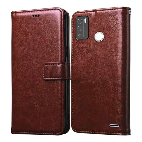 Amazon Brand - Solimo Flip Leather Mobile Cover (Soft, Flexible Amazon Brand - Solimo Flip Leather Mobile Cover (Soft, Flexible & Kickstand Back case) Compatible for Micromax in 1b (Brown)