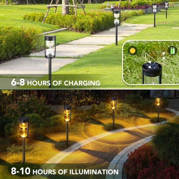 MAGGIFT 6 Pack Solar Pathway Lights - New Upgraded Hourglass Shape Solar Garden Lights - IP65 Waterproof Powered Landscape Path Lights for Yard, Lawn, Patio