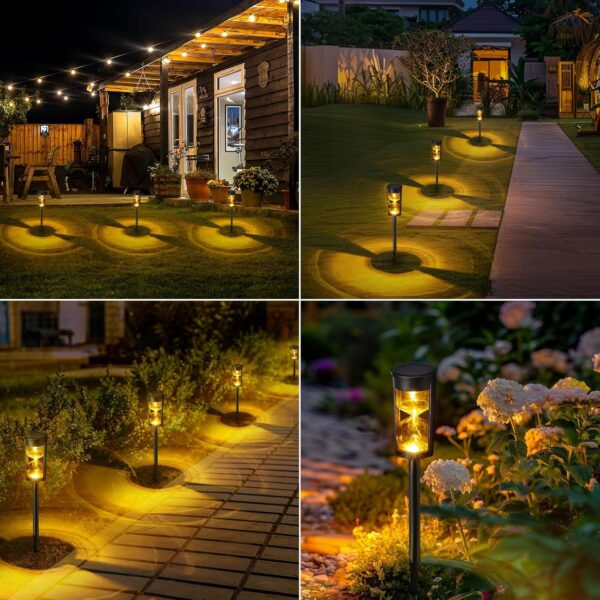 MAGGIFT 6 Pack Solar Pathway Lights - New Upgraded Hourglass Shape Solar Garden Lights - IP65 Waterproof Powered Landscape Path Lights for Yard, Lawn, Patio