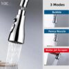 10X Rotatable Brass Kitchen Sink Tap ST-41023 Rotatable Neck Triple Flow, 3 Function Shower Flow/Foam, Anit Splash Wall Mount, Chrome Plate