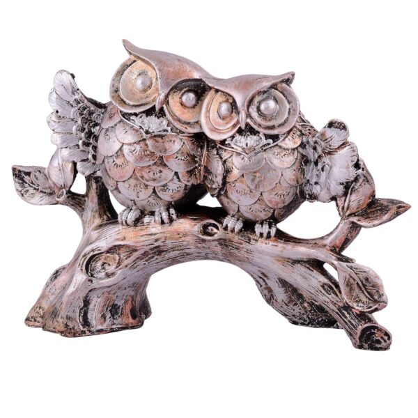 Owl Family Sitting on Tree Decorative Bird Showpieces Statue for Home Decor Living Room Bedroom Wall Shelf Table Top Garden Decoration Items -3