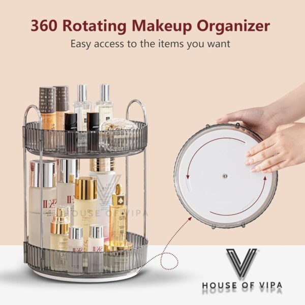 1775460640_360°-Rotating-Makeup-Organizer-Box-Cosmetic-Storage-with-Drawers-Plastic-Makeup-Holder-Stand-for-Dressing-Table-Lipsticks-Nail-Polishes-Accessories-Light-Gray-2-Layer.jpg 360° Rotating Makeup Organizer Box - Cosmetic Storage with Drawers, Plastic Makeup Holder Stand for Dressing Table, Lipsticks, Nail Polishes & Accessories (Light Gray, 2 Layer)