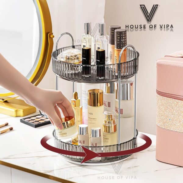 1775460642_360°-Rotating-Makeup-Organizer-Box-Cosmetic-Storage-with-Drawers-Plastic-Makeup-Holder-Stand-for-Dressing-Table-Lipsticks-Nail-Polishes-Accessories-Light-Gray-2-Layer.jpg 360° Rotating Makeup Organizer Box - Cosmetic Storage with Drawers, Plastic Makeup Holder Stand for Dressing Table, Lipsticks, Nail Polishes & Accessories (Light Gray, 2 Layer)
