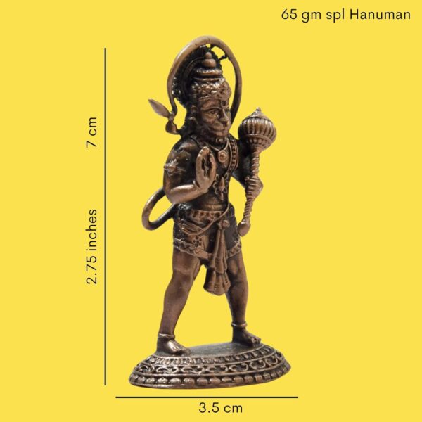 2.75-Inch Handmade Copper Hanuman Idol with Patina Antique Finish