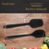 Frenchware Non-Stick Premium Silicone Spatula (Large Spatula & Large Spoon, Black) for Cooking, Baking & Mixing, Seamless Design