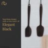 Frenchware Non-Stick Premium Silicone Spatula (Large Spatula & Large Spoon, Black) for Cooking, Baking & Mixing, Seamless Design