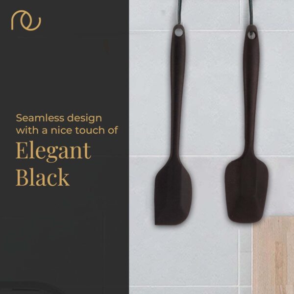 Frenchware Non-Stick Premium Silicone Spatula (Large Spatula & Large Spoon, Black) for Cooking, Baking & Mixing, Seamless Design