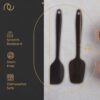 Frenchware Non-Stick Premium Silicone Spatula (Large Spatula & Large Spoon, Black) for Cooking, Baking & Mixing, Seamless Design
