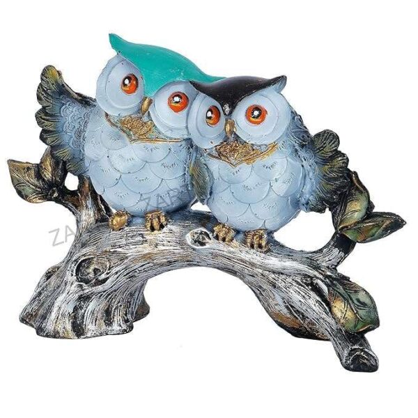 JO VIN Owl Family Sitting on Tree Decorative Bird Showpieces Statue for Home Decor Living Room Bedroom Wall Shelf Table Top Garden Decoration Items -6