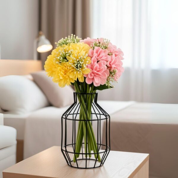 SATYAM KRAFT 2 Pcs Artificial Hydrangea Dahlia Flowers 7-Stem Faux Bunch Floral Bouquet For Home Decor Vase Pot & Living Room Bedroom Office Table Decoration Items (Vase Not Included)