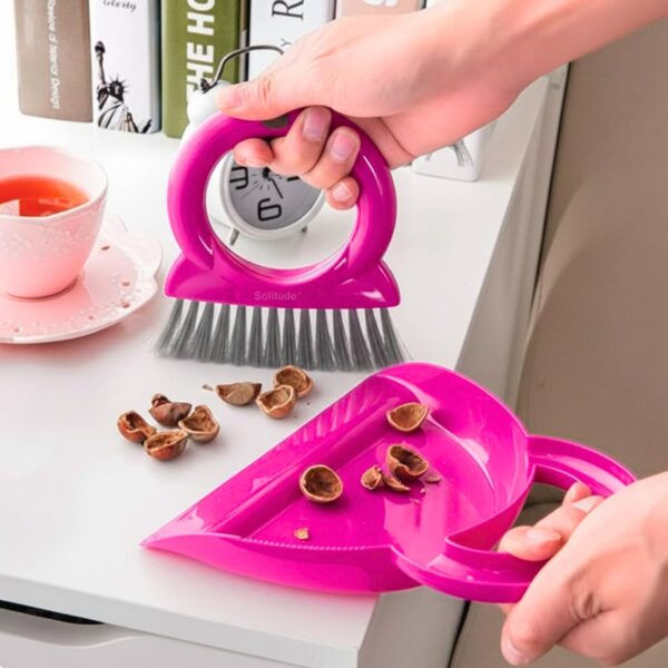 Solitude Small Broom Brush and Dustpan Set Desktop Broom Sweep Cleaning Brush Dust Remover Pan Car Keyboard Cleaning Household Dust Pan