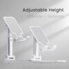 Ambrane Mobile Holding Tabletop Stand, 0-135 Perfect View, Height Adjustment, Wide Compatibility, Multipurpose, Anti-Skid Design (Twistand, White)