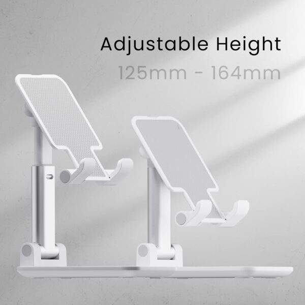 Ambrane Mobile Holding Tabletop Stand, 0-135 Perfect View, Height Adjustment, Wide Compatibility, Multipurpose, Anti-Skid Design (Twistand, White)