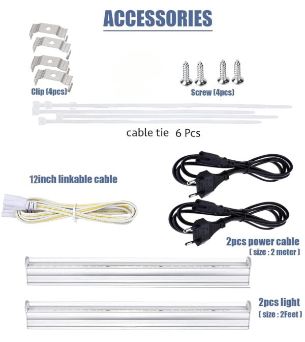 Aluminium Full Spectrum High Efficiency Led Grow Tube Light 40W (20W x 2) for Indoor Plants Gardening Hydroponics Greenhouse Farming (2Feet Pack of 2)