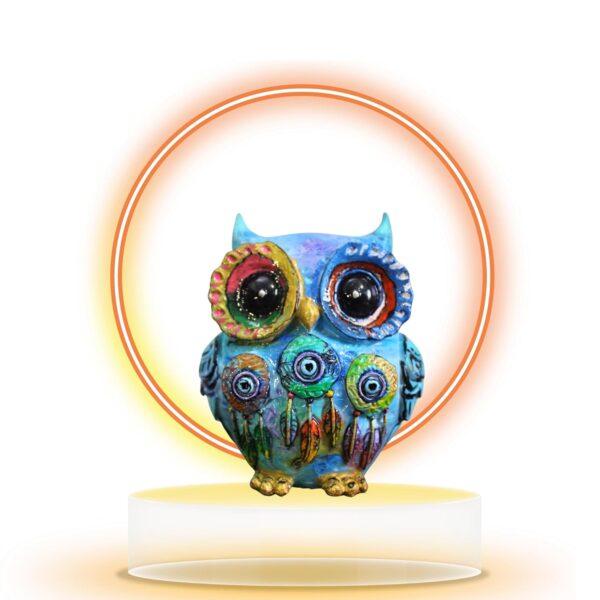 Owl 3D Printed Statue | Handcrafted Look Decorative Owl Figurine for Home Décor, Office & Living Room | Good Luck Vastu Feng Shui Owl Statue with Detailed Wings | L10 x W10 x H10 cm