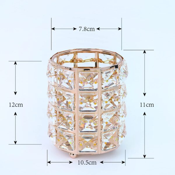 Crystal Makeup Brush Holder Organizer, Rose Gold Bling Cosmetic Storage Cup, 7.8cm Diameter x 11cm Height, for Vanity Bathroom Bedroom Office Desk