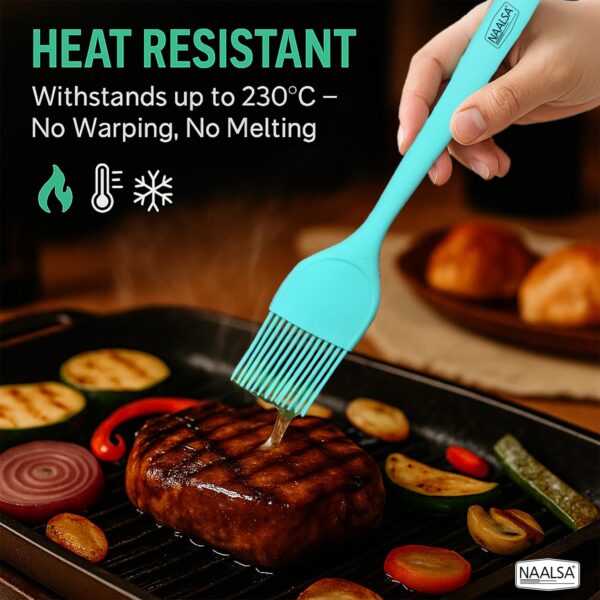 GLENZ Silcione Oil Brush with Steel Core, 27.5 cm 11inch Length, Heat Resistant up to 230°C Brush for Kitchen, Dosa Tawa, Baking & Grilling (1pc Brush)