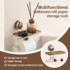 Suction Cup Toilet Paper Holder with Shelf in Bathroom | Towel & Bottle Rack for Bathroom | Towel Hangers | Self Adhesive Suction Heavy Duty, Accessories Set for Bath | Walnut Color