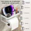 HASTHIP® Toilet Paper Roll Holder with Mobile Stand - Self Adhesive Tissue Holder for Bathroom Toilet Papers Stand Bathroom Accessories(White, Square, 18x10x8cm)