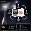 Homehop Solar Street Light Outdoor Waterproof 50 Watt LED Motion Sensor Security Wall Wireless Automatic Lamp for Home, Balcony, Pathway.(Cool White, ABS)