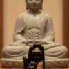 Meditating Buddha Statue in Hand Showpiece for Home Decor | Black & Gold Resin Buddha Idol for Living Room, Office, Table Decor & Gift Item (Pack of 4)