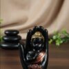 Meditating Buddha Statue in Hand Showpiece for Home Decor | Black & Gold Resin Buddha Idol for Living Room, Office, Table Decor & Gift Item (Pack of 4)
